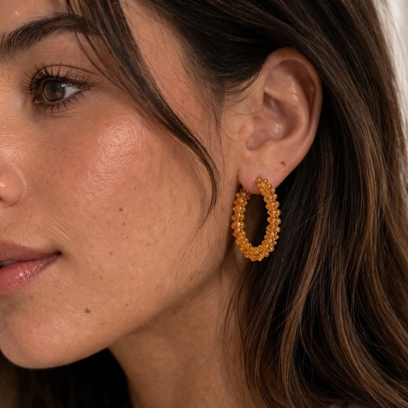 Jewelry - Elegant Beaded Hoop Earrings